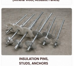 Insulation pins, studs, and anchors for vessel and duct applications